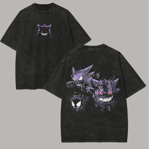 Gengar Pokémon Printed Unisex Washed T-Shirt