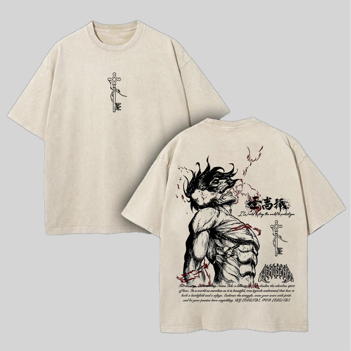 Attack on Titan  Printed Unisex Washed T-Shirt Image - 3