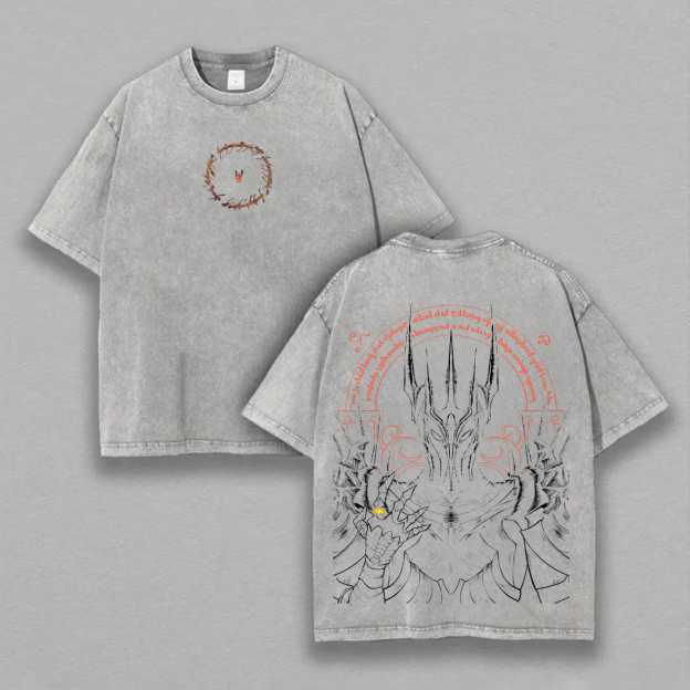 The Lord Of The Rings Sauron Printed Unisex Washed T-Shirt