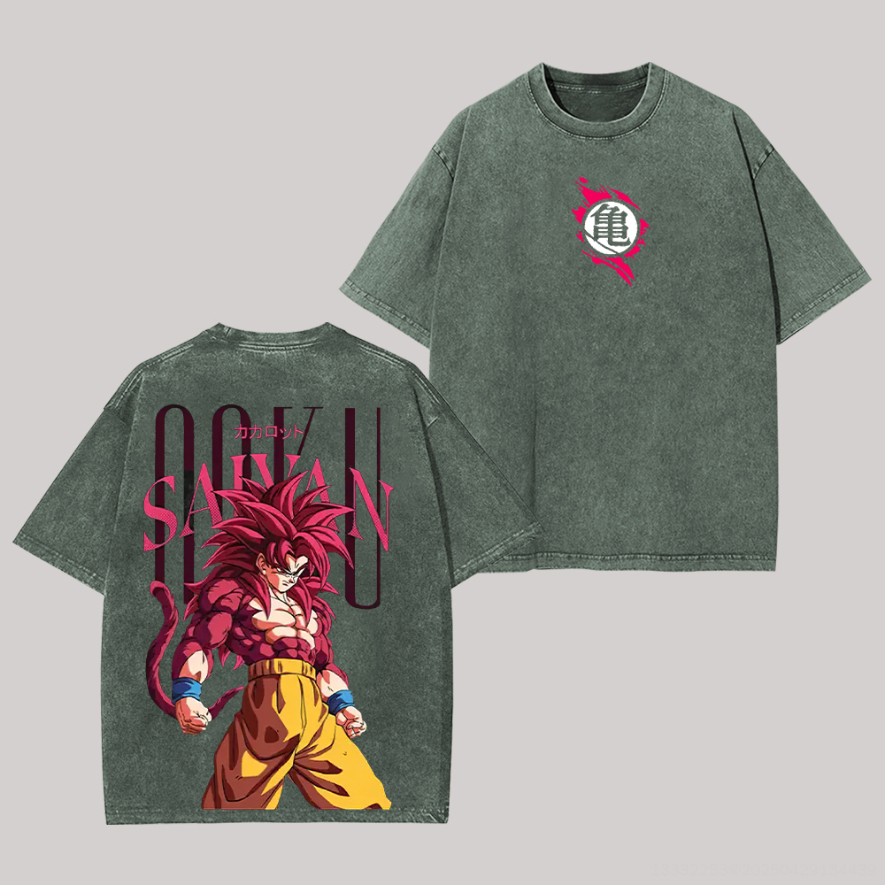 Dragon Ball Super Saiyan Printed Unisex Washed T-Shirt