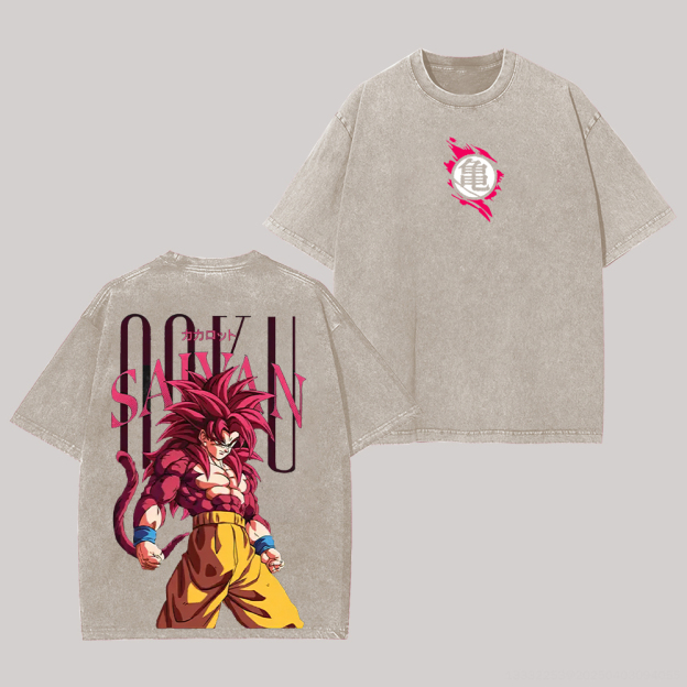 Dragon Ball Super Saiyan Printed Unisex Washed T-Shirt