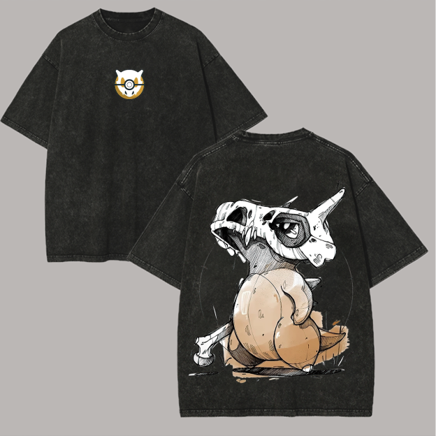 Cubone Pokémon Printed Unisex Washed T-Shirt Image - 1