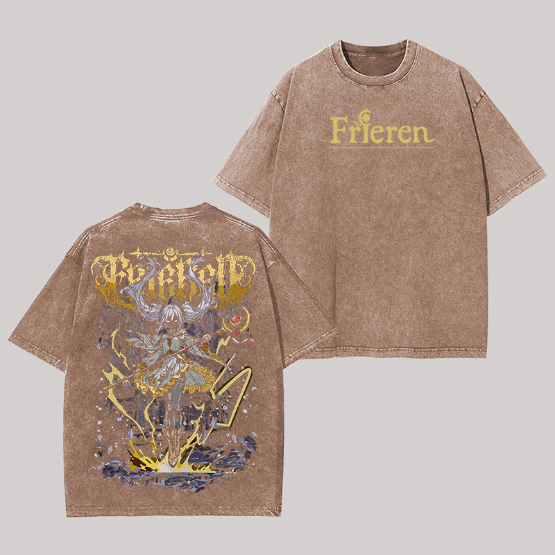 Frieren: Beyond Journey's End Printed Unisex Washed T-Shirt Image - 5