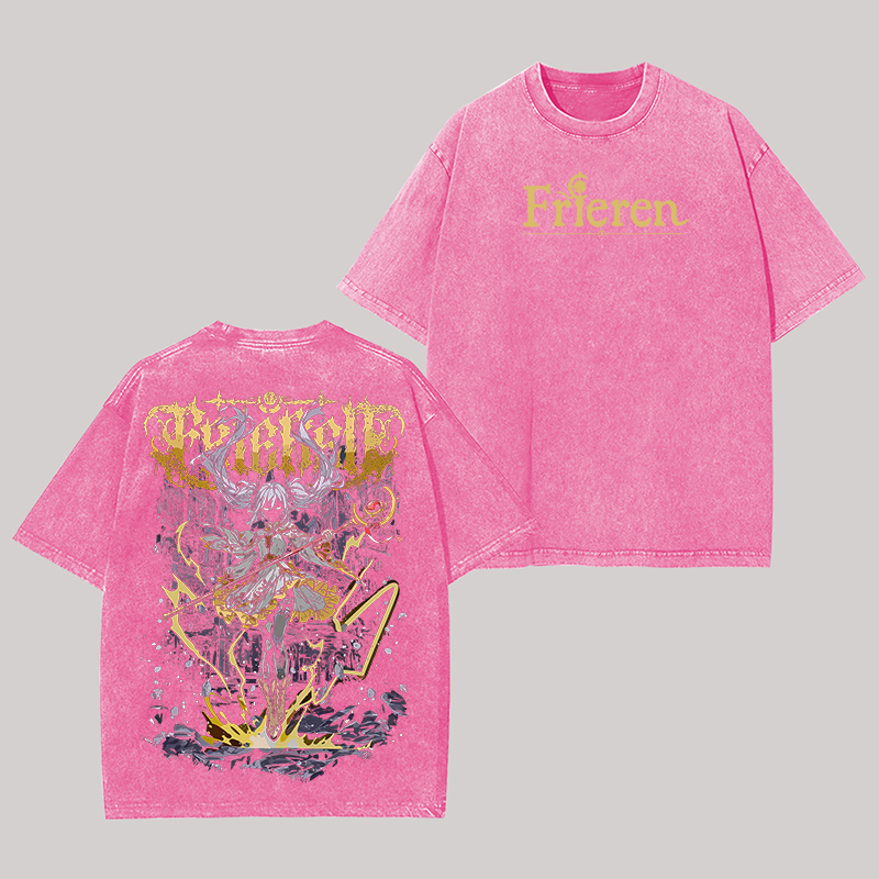 Frieren: Beyond Journey's End Printed Unisex Washed T-Shirt Image - 7