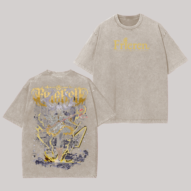 Frieren: Beyond Journey's End Printed Unisex Washed T-Shirt Image - 8