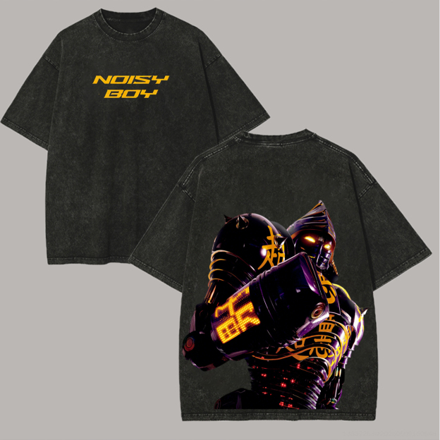 Real Steel Noisy Boy Printed Unisex Washed T-Shirt Image - 2