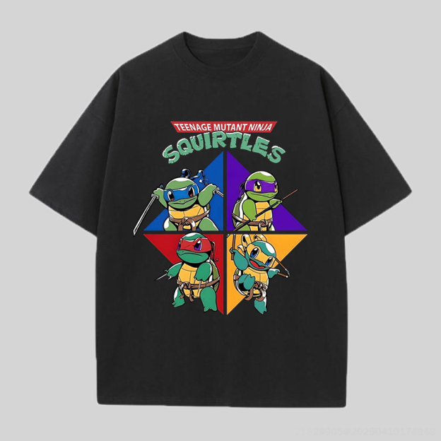 Teenage Mutant Ninja Squirtles Printed Unisex Oversized T-shirt Image - 1