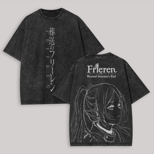 Frieren: Beyond Journey's End Printed Unisex Washed T-Shirt Image - 3