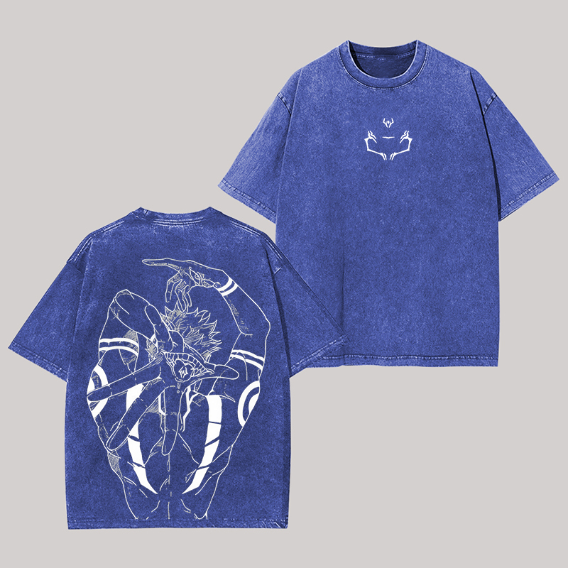 Ryomen Sukuna Jujutsu Kaisen Anime Oversize Washed T-Shirt Image - 2