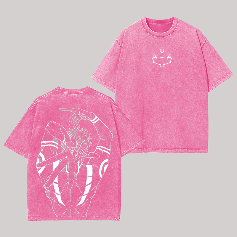 Ryomen Sukuna Jujutsu Kaisen Anime Oversize Washed T-Shirt Image - 6