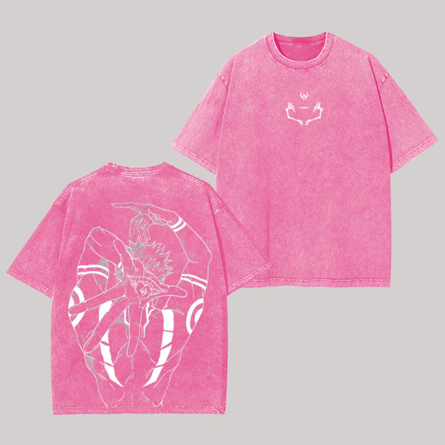 Ryomen Sukuna Jujutsu Kaisen Anime Oversize Washed T-Shirt Image - 6