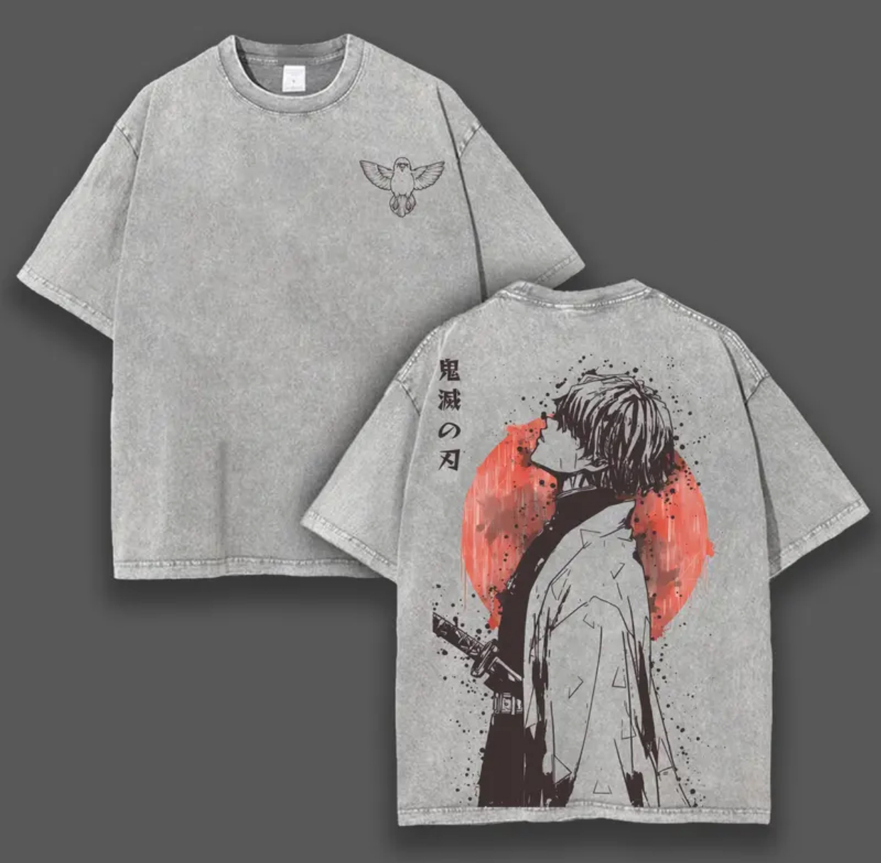 Demon Slayer Printed Unisex Washed T-Shirt Image - 2