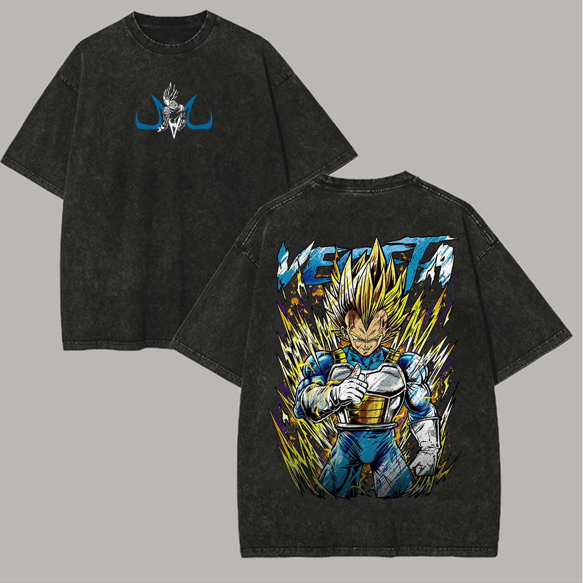 Dragon Ball Vegeta Printed Unisex Washed T-Shirt