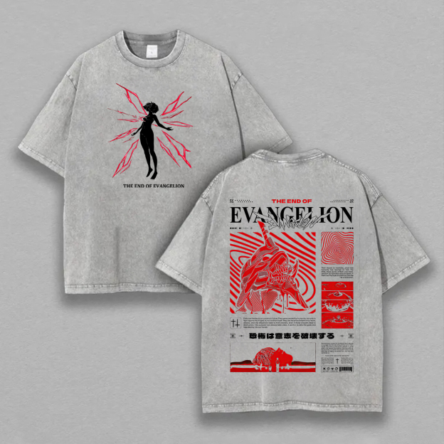 The End Of ?Evangelion Printed Unisex Washed T-Shirt Image - 6