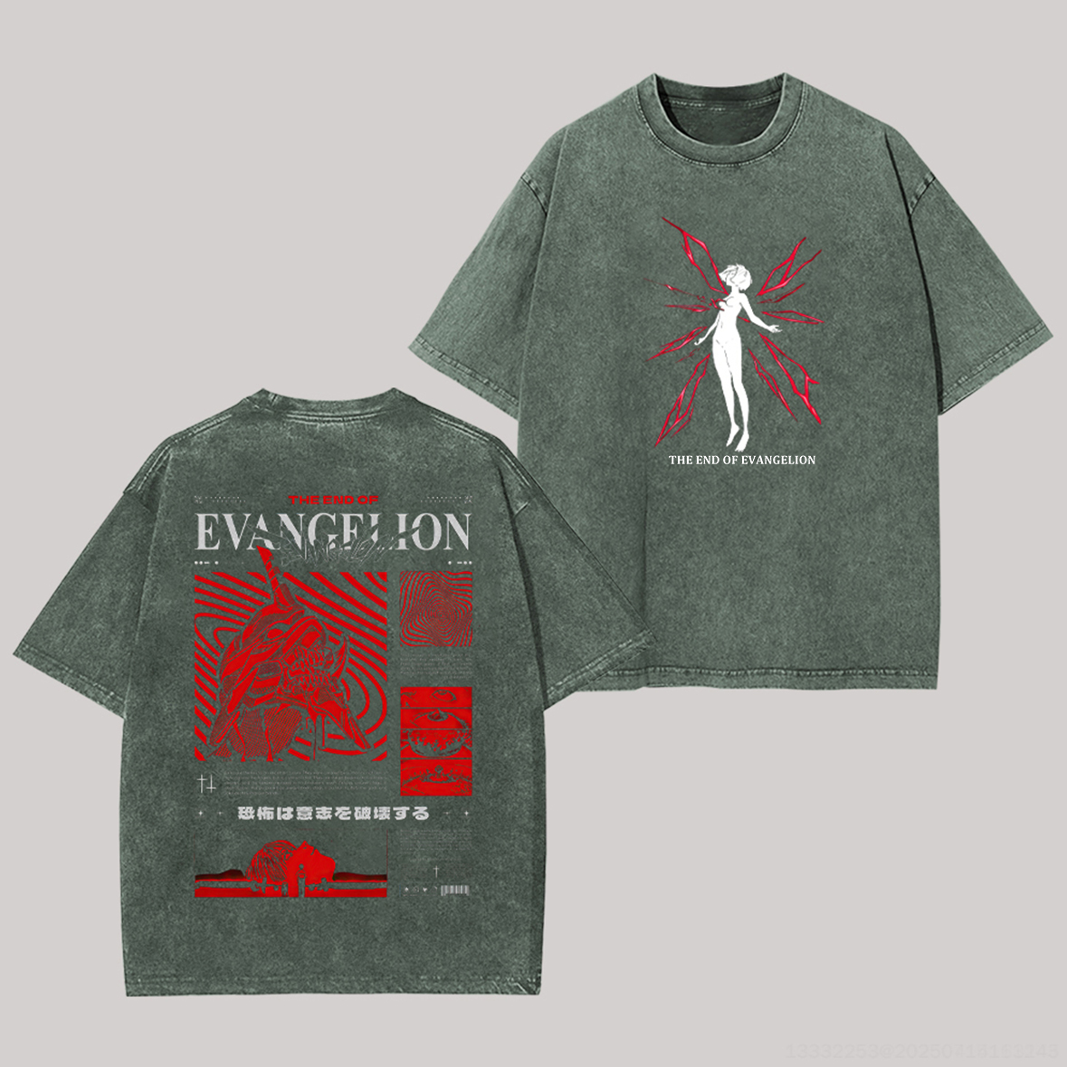 The End Of ?Evangelion Printed Unisex Washed T-Shirt Image - 5