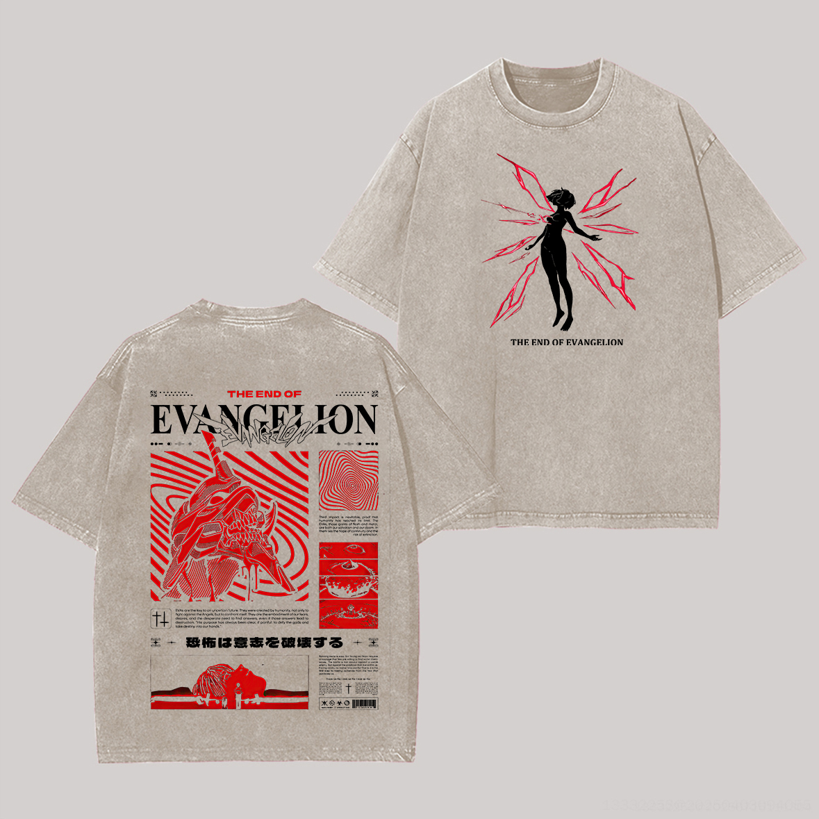 The End Of ?Evangelion Printed Unisex Washed T-Shirt Image - 7