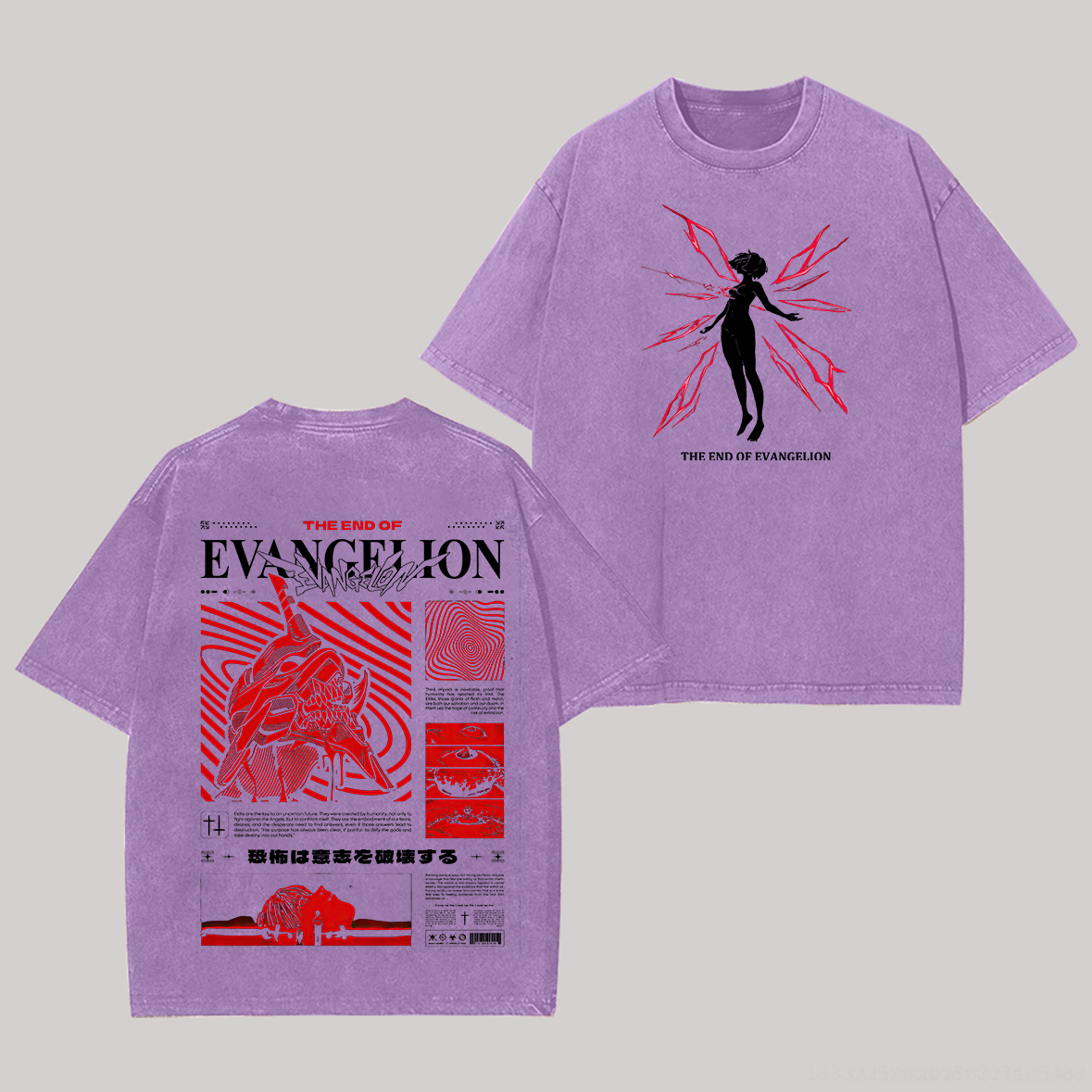 The End Of ?Evangelion Printed Unisex Washed T-Shirt Image - 8