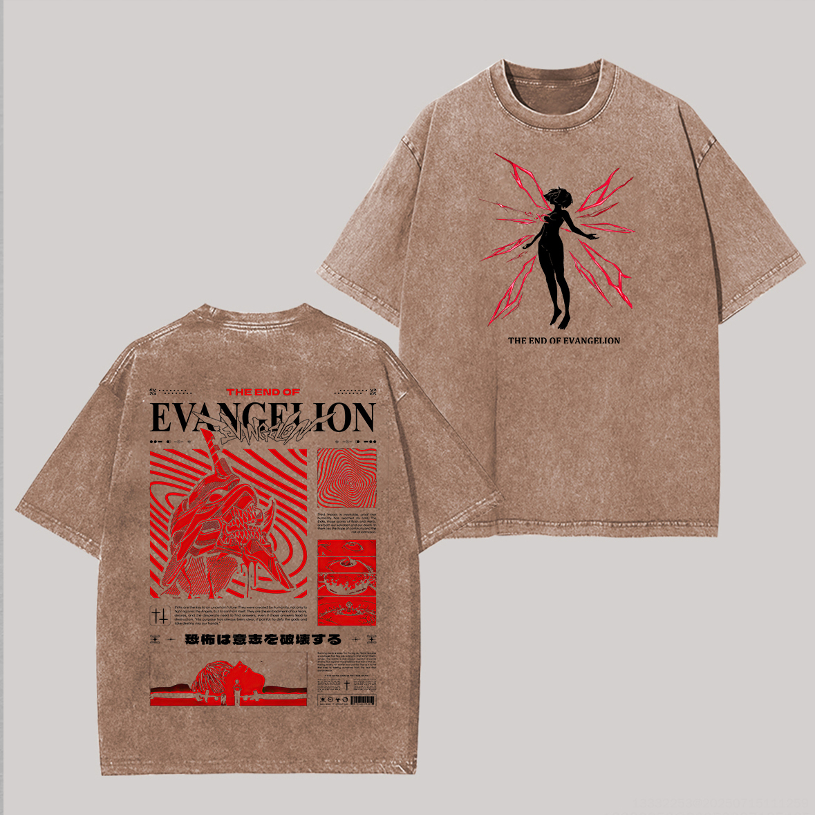 The End Of ?Evangelion Printed Unisex Washed T-Shirt Image - 9