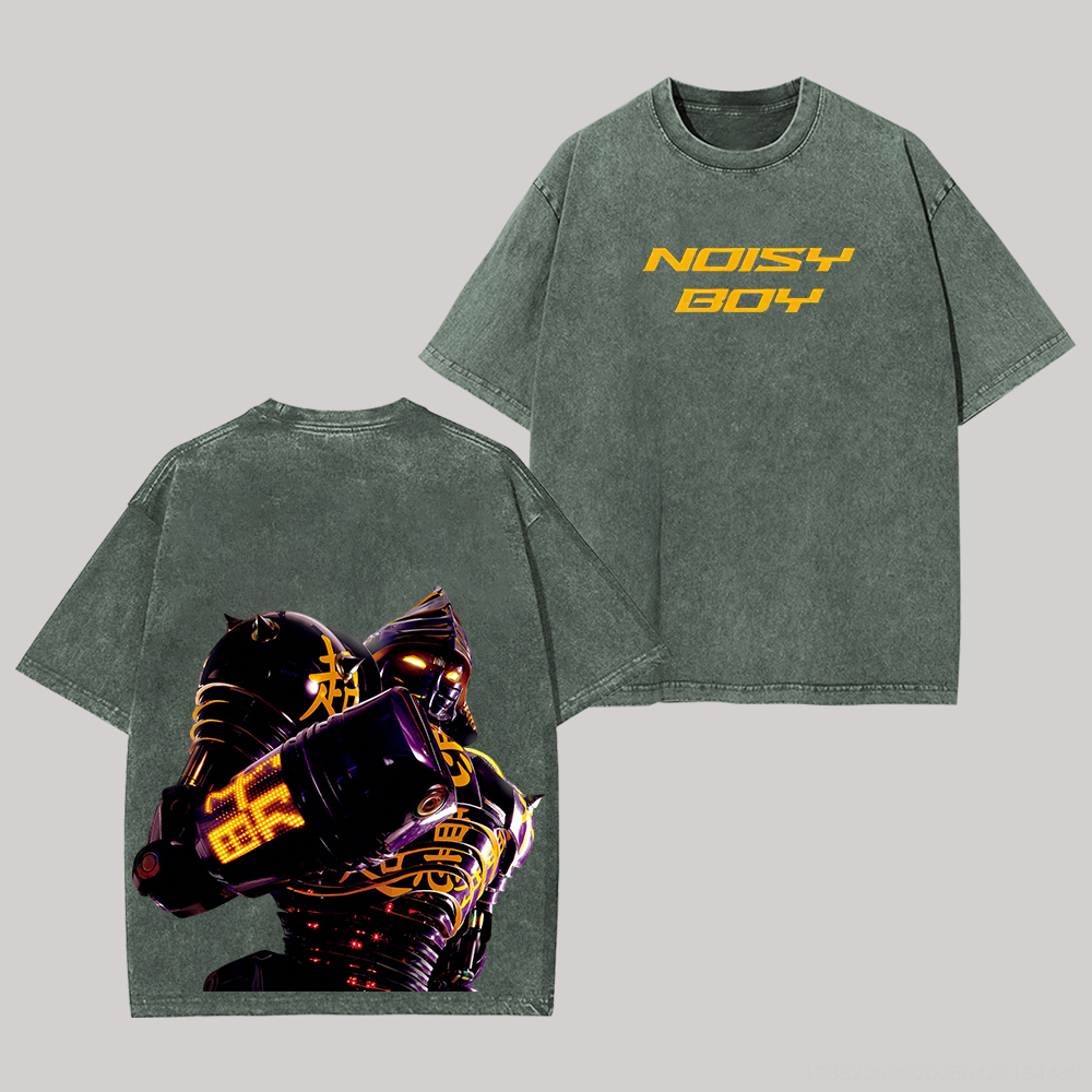 Real Steel Noisy Boy Printed Unisex Washed T-Shirt Image - 6