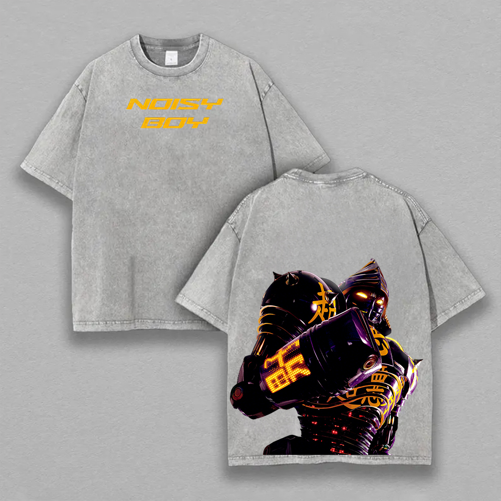 Real Steel Noisy Boy Printed Unisex Washed T-Shirt Image - 7