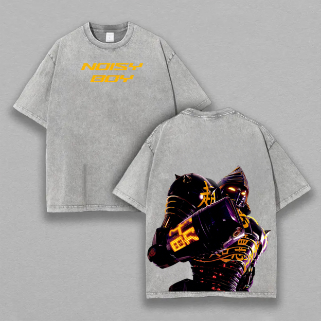 Real Steel Noisy Boy Printed Unisex Washed T-Shirt Image - 7