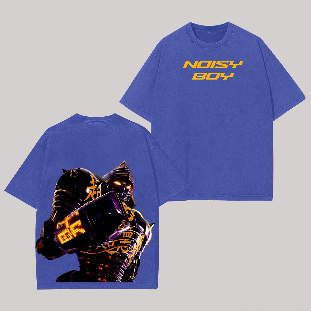 Real Steel Noisy Boy Printed Unisex Washed T-Shirt Image - 8