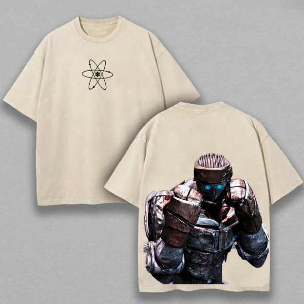 Real Steel Printed Unisex Washed T-Shirt Image - 3