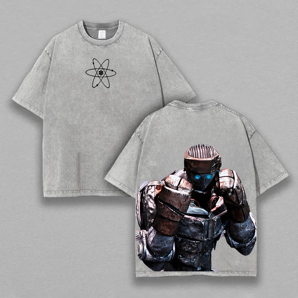 Real Steel Printed Unisex Washed T-Shirt Image - 4