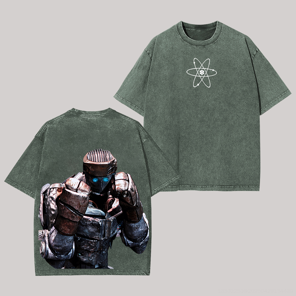 Real Steel Printed Unisex Washed T-Shirt Image - 5