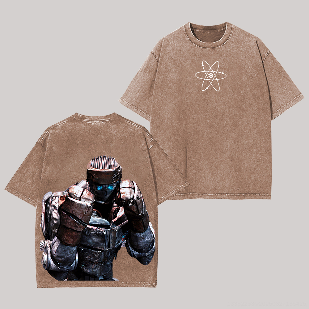 Real Steel Printed Unisex Washed T-Shirt Image - 6