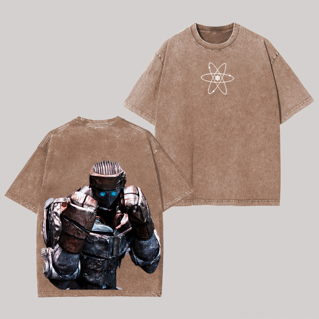 Real Steel Printed Unisex Washed T-Shirt Image - 6