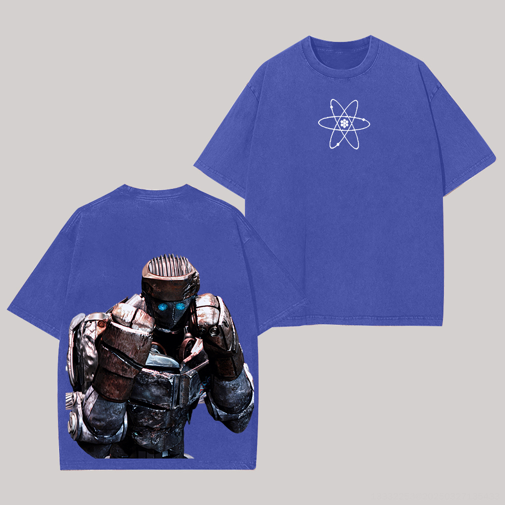 Real Steel Printed Unisex Washed T-Shirt Image - 7