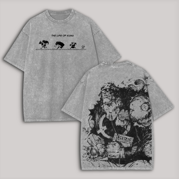 The Life of Kuma One Piece Printed Unisex Washed T-Shirt Image - 2