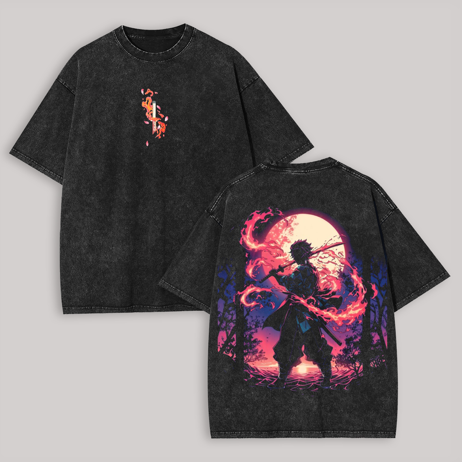 Demon Slayer Printed Unisex Washed T-Shirt
