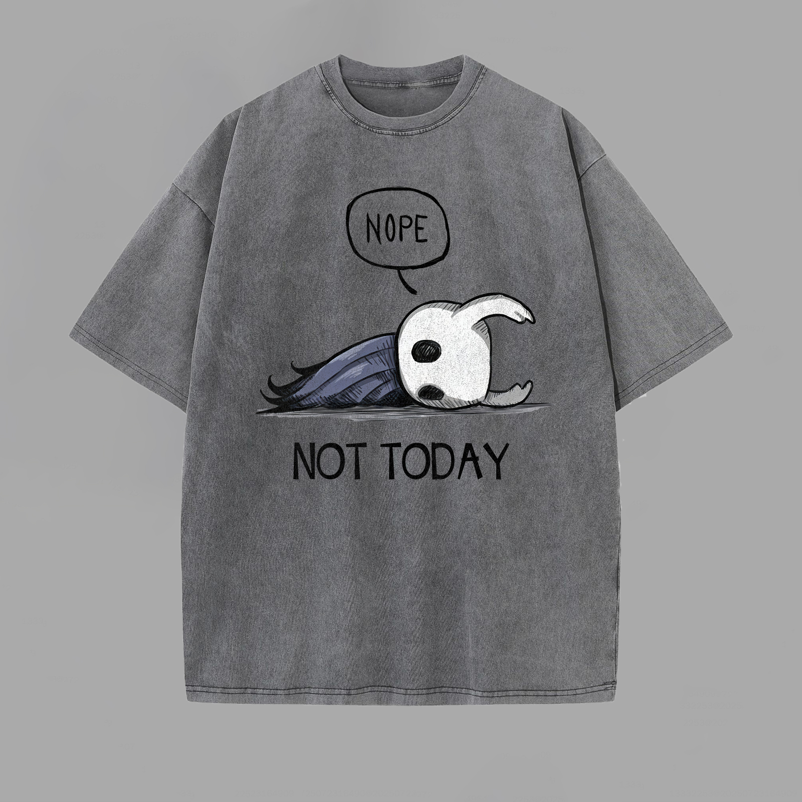 Hollow Knight Nope Not Today Printed Unisex Washed T-Shirt