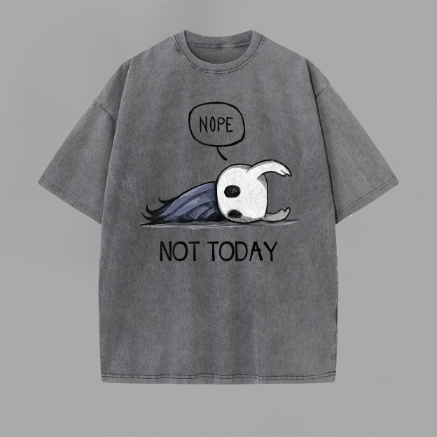 Hollow Knight Nope Not Today Printed Unisex Washed T-Shirt