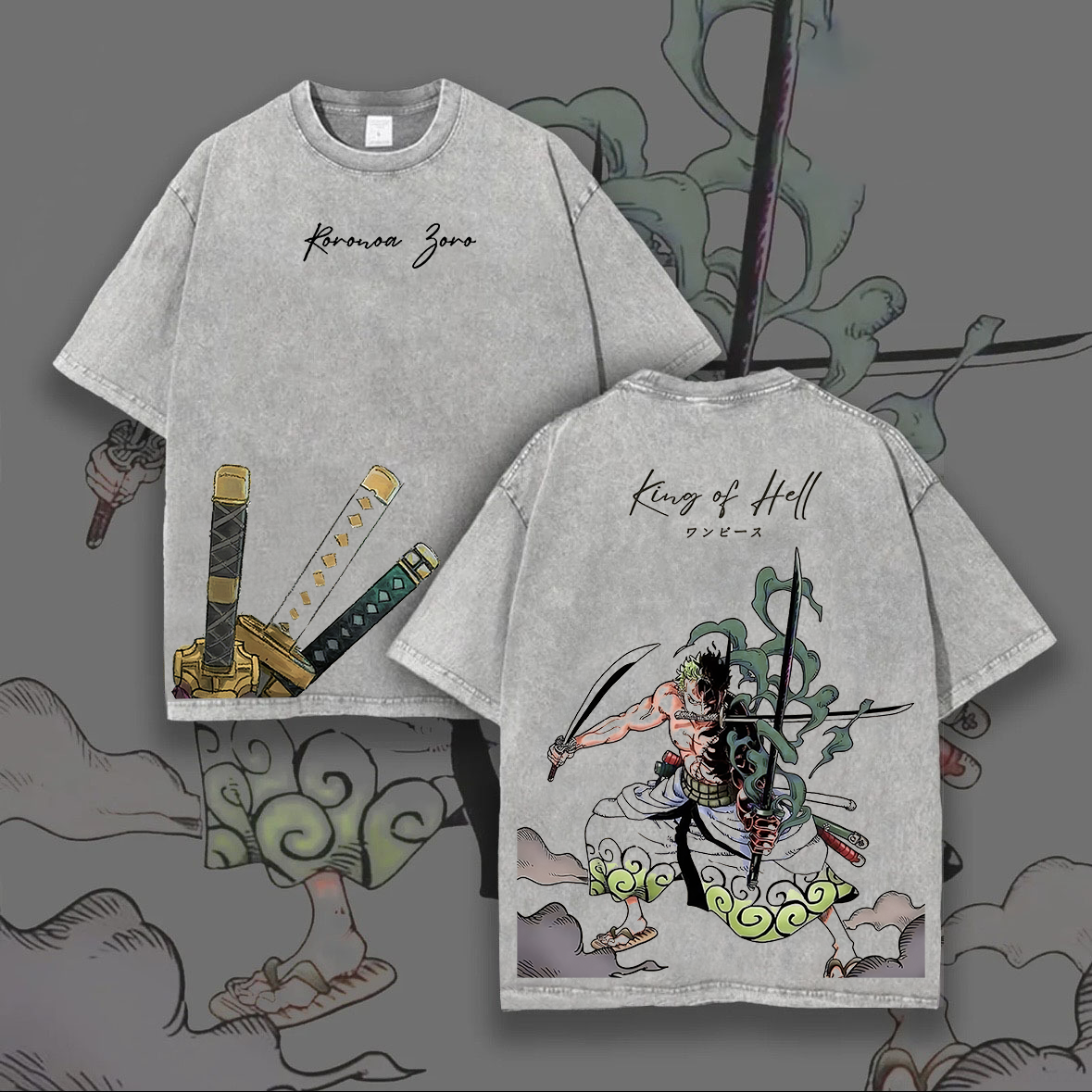 One Piece Roronoa Zoro Printed Unisex Washed T-Shirt Image - 1