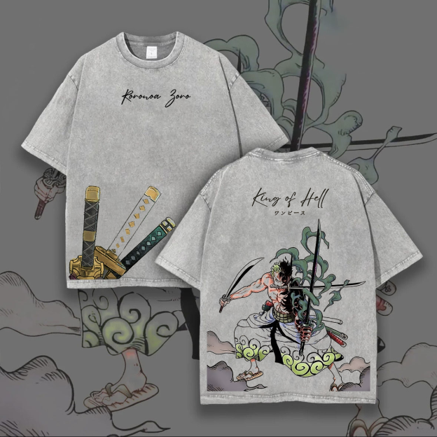 One Piece Roronoa Zoro Printed Unisex Washed T-Shirt Image - 1