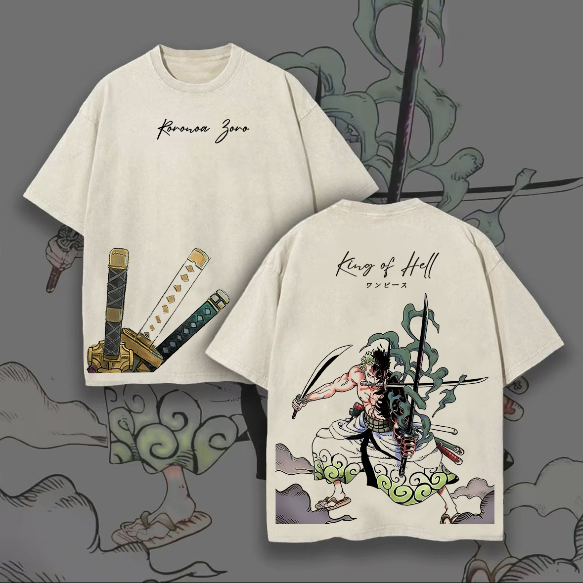 One Piece Roronoa Zoro Printed Unisex Washed T-Shirt Image - 3