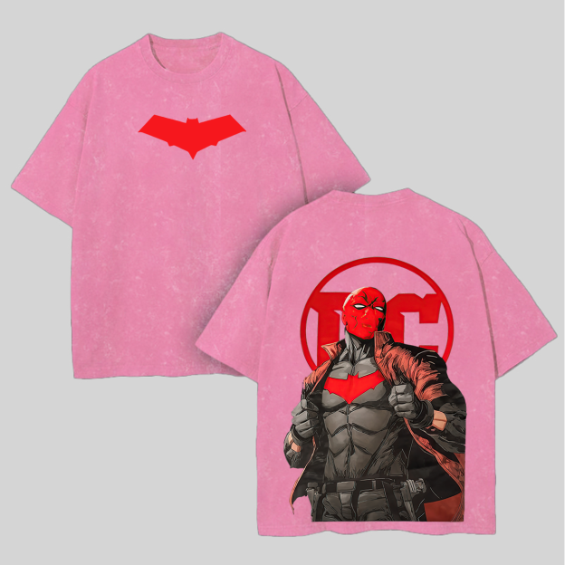 Red Hood Printed Unisex Washed T-Shirt Image - 5
