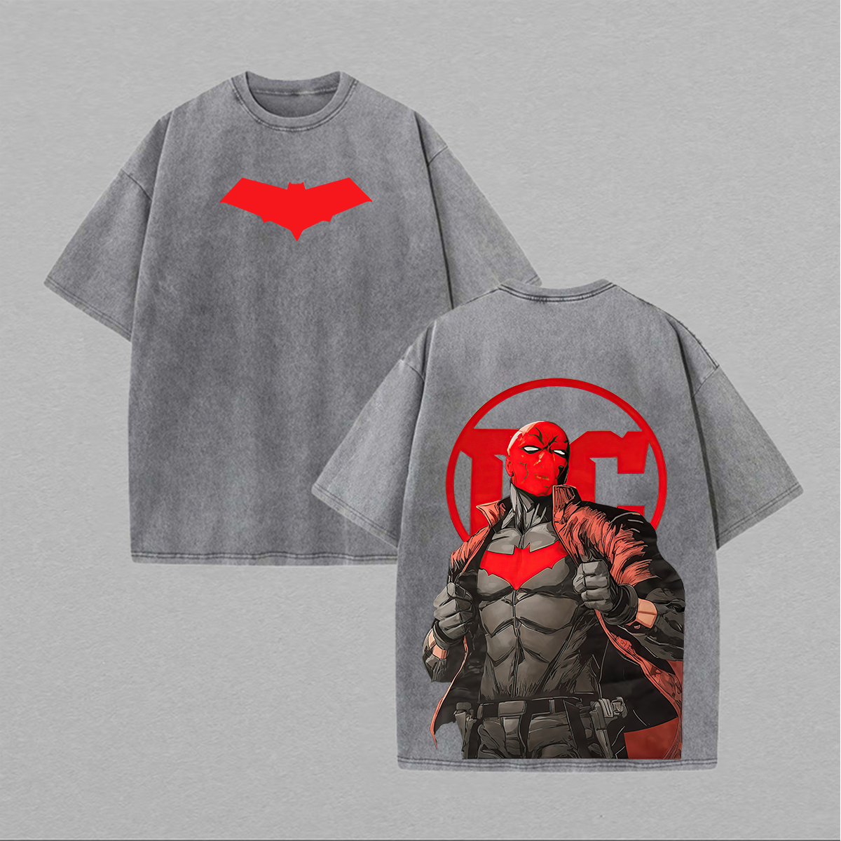 Red Hood Printed Unisex Washed T-Shirt Image - 2