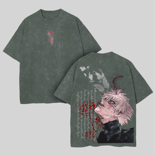 Tokyo Ghoul Printed Unisex Washed T-Shirt Image - 7