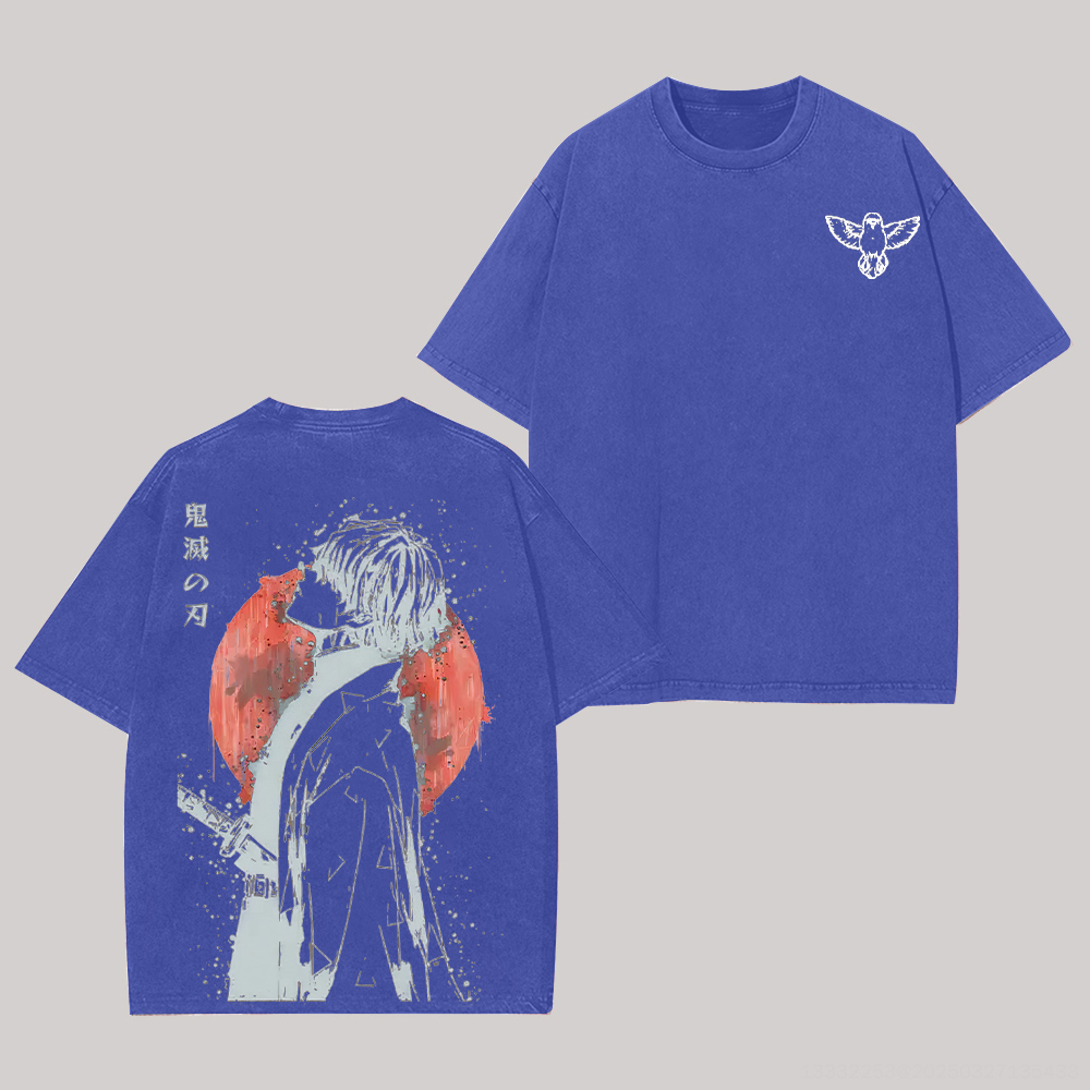 Demon Slayer Printed Unisex Washed T-Shirt Image - 3