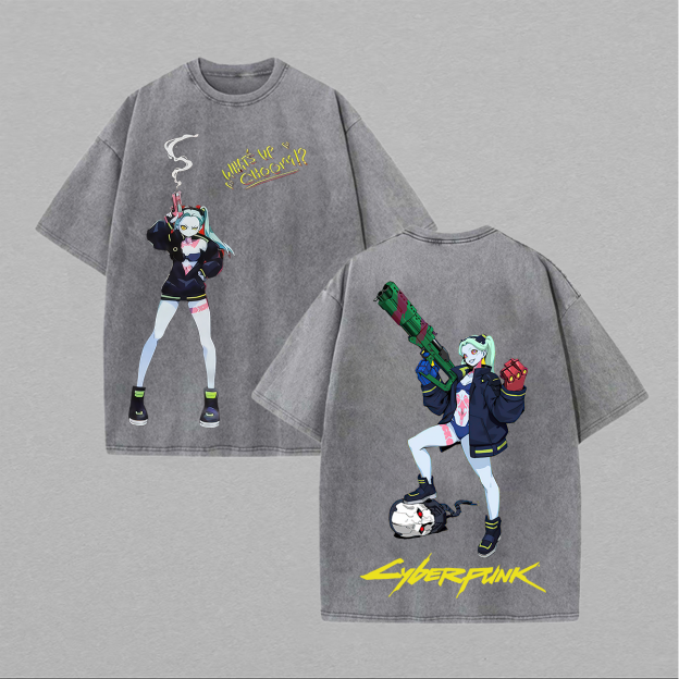 Cyberpunk 2077 Lucy Printed Unisex Washed T-Shirt Image - 2
