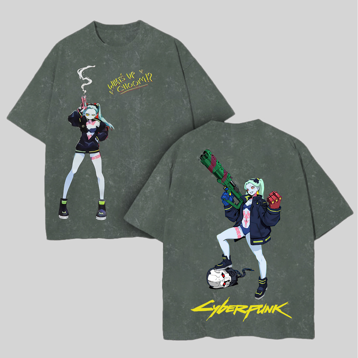 Cyberpunk 2077 Lucy Printed Unisex Washed T-Shirt Image - 7