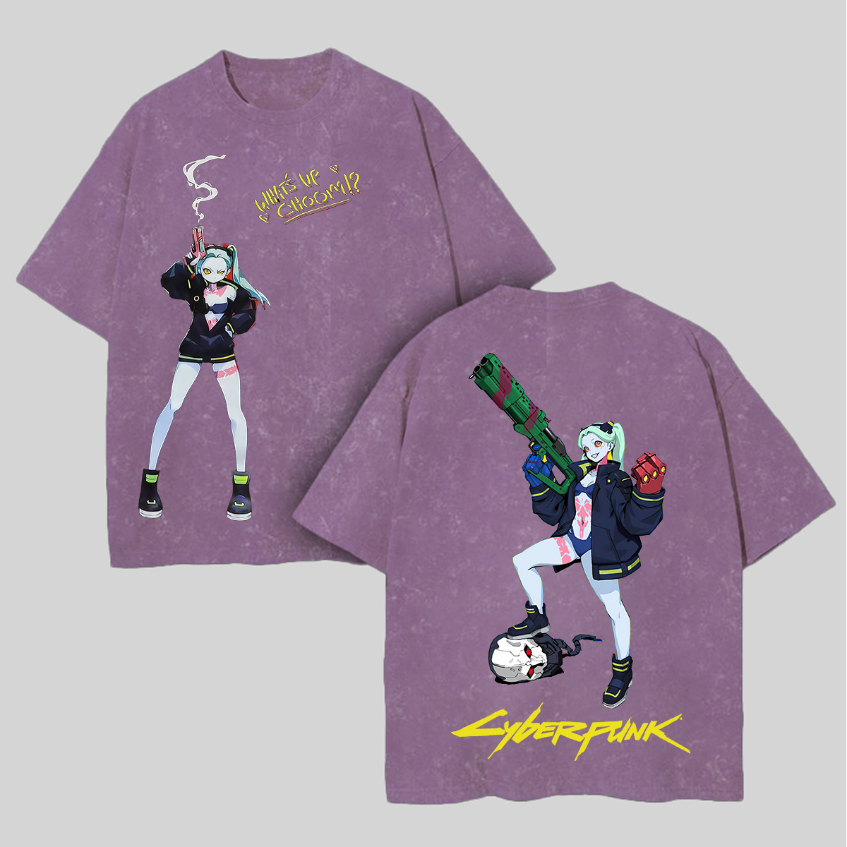 Cyberpunk 2077 Lucy Printed Unisex Washed T-Shirt Image - 4