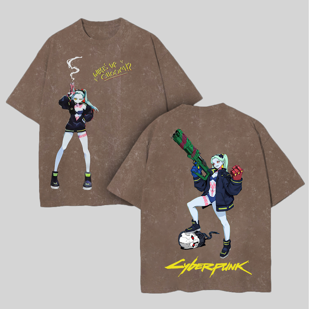 Cyberpunk 2077 Lucy Printed Unisex Washed T-Shirt Image - 5