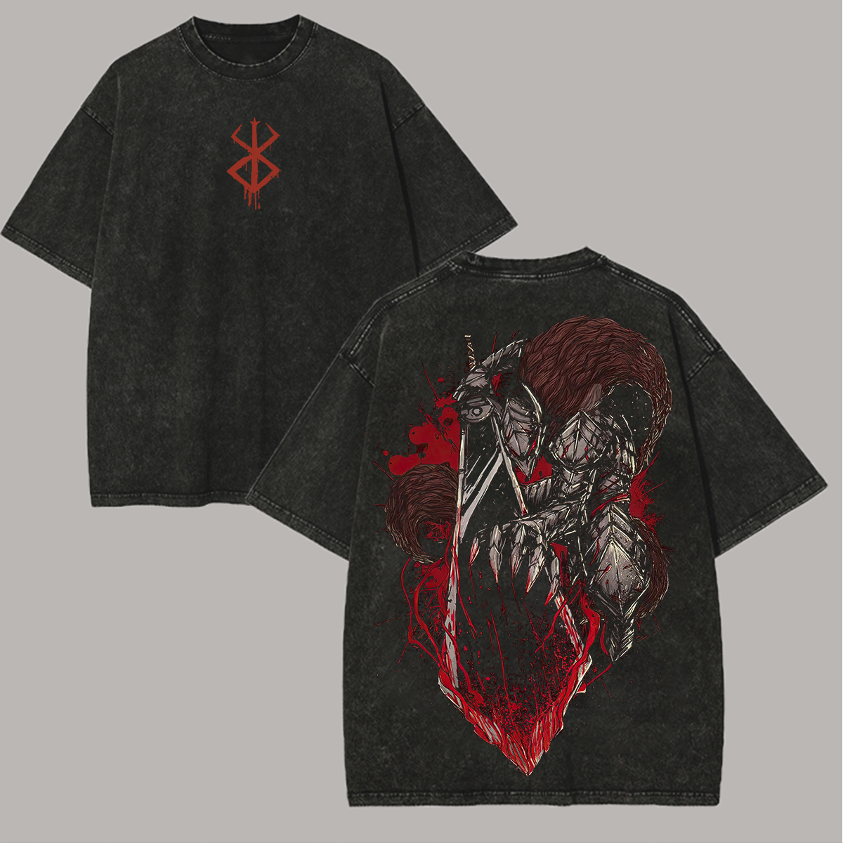 Berserk Vintage Printed Unisex Washed T-Shirt Image - 1