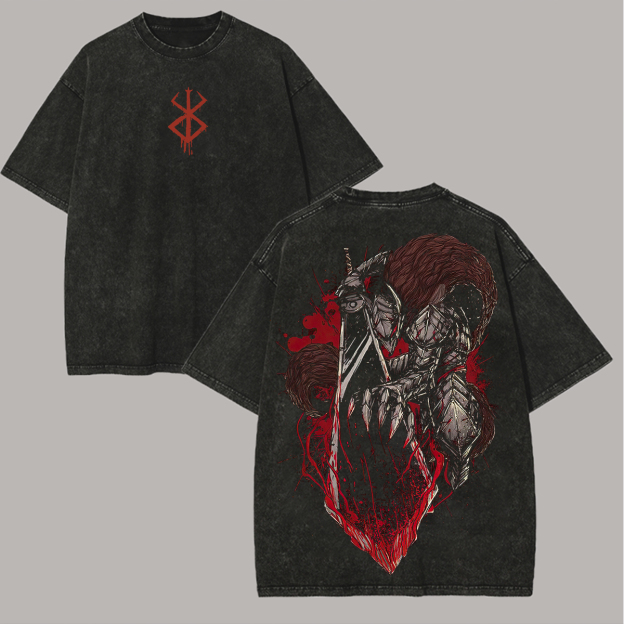 Berserk Vintage Printed Unisex Washed T-Shirt Image - 1