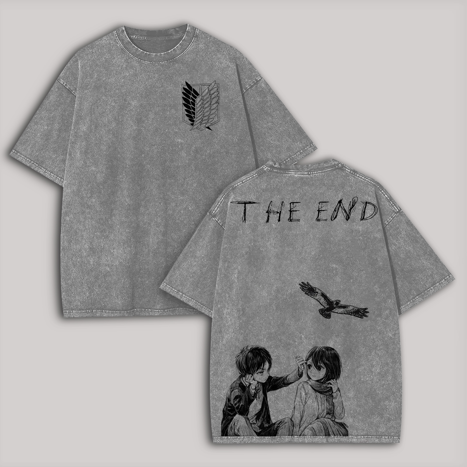 Attack On Titan Printed Unisex Washed T-Shirt